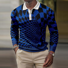 Voguable 2022 Autumn Casual Printed Polo Shirts Men Fashion Turn-down Long Sleeve Polo Shirt For Men New Winter Buttoned Slim Fit Tops voguable