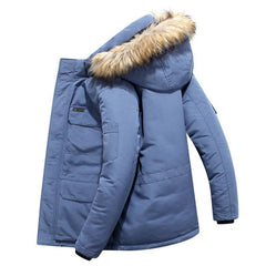Mens Winter Jacket warm Thick Cotton Multi-pocket Hooded Jacket Male casual Fur Trim Coat men's Down jacket coat Plus size M-6XL voguable