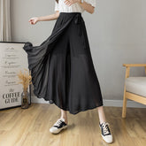 Voguable 2022 Spring Summer New Style Korean Women Pleated Chiffon Trousers High Waist Pants Hakama Casual Wide Leg Pantalones voguable
