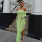 Voguable 2022 Summer Fall Women Fashion Solid Slip Slash Neck Long Sleeves Cut Out Maxi Dress Slim Y2K Streetwear Robe voguable