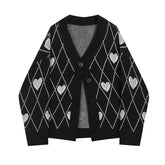 Voguable 2022 Gothic Style Fashion Oversized Black Cardigan For Women Sweater Long Sleeve V-neck Harajuku Loose Vintage Knitwear Tops Coat voguable