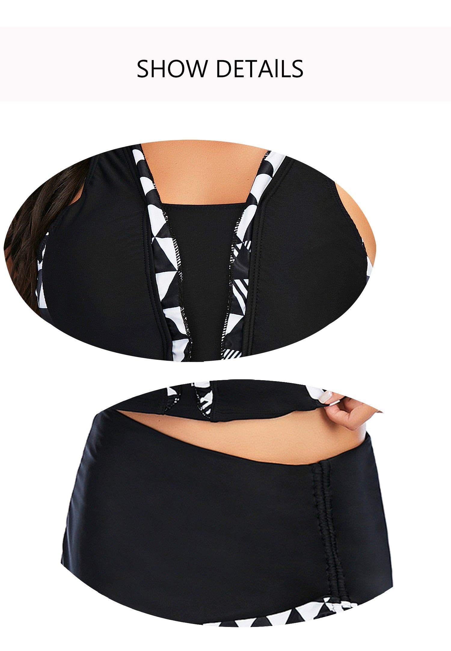 Voguable 2022 Plus Size Tankini Set Swimdress Striped Patchwork Swimwear Women Swimming Suit Black Swimsuit With Skirt Bathing Suit S-2XL voguable