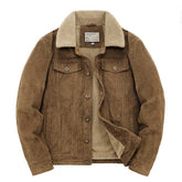 Mcikkny Men Winter Fleece Corduroy Jackets Fur Collar Thermal Warm Outwear Top Clothing For Male Size M-5XL Thermal voguable