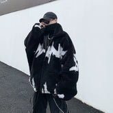 Winter New Lamb Wool Jacket Harajuku Fashion Casual Oversize Pattern Male Thicken Warm Parkas Hip Hop Loose Coat voguable