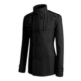 Voguable 2022 Winter New British Style Wool Coat Men Double Breasted Mens Overcoat Stand Collar Slim Fit Trench Coat Outwear Windbreaker voguable