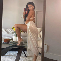 Voguable 2022 Sexy Cover Up Bikini Women Swimsuit Cover-up Beach Bathing Suit Beach Wear Knitting Swimwear Mesh Beach Dress Tunic Robe voguable