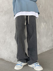 Voguable Men's Wide Leg Jeans Pants Loose Solid Denim Straight Trousers Streetwear Shopping Hip Hop Casual Clothing Male S-XXL voguable