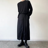 Menswear Fashion Chic Skirt Lace Up Black Trousers Men's New Loose Mid Waist Wide Leg Pants Male Tide Autumn Niche voguable