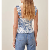 Beach Vacation Summer Tops For Women Fashion Elegant Vintage Swallow And Floral Print Crop Top Ruffle Strap Sexy Cami Top voguable