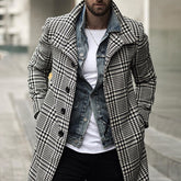 Voguable Mens Fashion Plaid Checked Trench Coat Brand Slim Fit Streetwear Overcoat Single Breasted Outwear Windbreaker Manteau Homme voguable