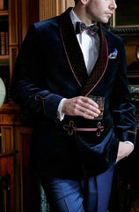 VOGUABLE 2022 Tailor Made Mens Suit Dark Blue Single Breasted Formal Dinner Party Prom Business Men Suit 2 Pieces(Jacket) voguable