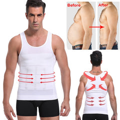Voguable Be-In-Shape Men Slimming Body Shaper Waist Trainer Vest Tummy Control Posture Shirt Back Correction Abdomen Tank Top Shaperwear voguable