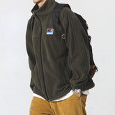 Voguable Japanese Lamb Wool Coat Men Plus Velvet Thicken Jacket Heated Fall and Winter Stand-up Collar Polar Fleece Men Winter Coat voguable