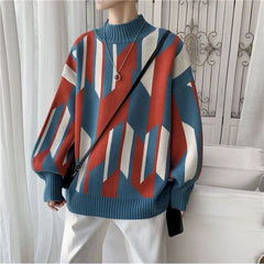 Voguable 2021 Spring Winter Men's Sweater Korean Loose Pullover Lazy Style Handsome Versatile Sweater Trend Student Hoodless Sweater Coat voguable