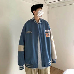 Voguable Jacket Men's Autumn Spring Thickened New Jacket Hong Kong Style Loose Baseball Uniform Korean Student Jacket Streetwear Top voguable