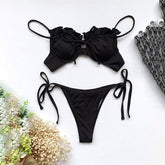 Voguable Ruffle bikini set Push up swimsuit women's swimming suit Ribbed swimwear female 2021 Solid bathing suit String 2 pieces voguable