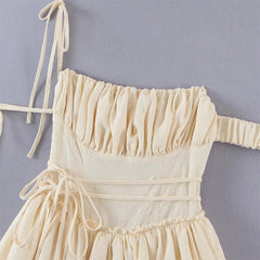 2022 Fashion Women Off Shoulder Party Sexy Dress Ladies Jacquard Cotton Hem Frayed Asymmetrical Short Dress Summer Robe voguable