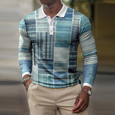 Voguable 2022 Autumn Casual Printed Polo Shirts Men Fashion Turn-down Long Sleeve Polo Shirt For Men New Winter Buttoned Slim Fit Tops voguable