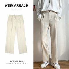 Voguable Ice Silk Men Suit Pants Loose Loose Drape Straight Leg Trousers for Men Thin Wide-leg Casual Ninth Pants Japanese Streetwear voguable