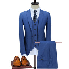 Voguable (Jackets+Vest+Pants) 2022 3 Pieces Set Formal Slim Tuxedo Prom Suit/Male pure cotton Groom Wedding Blazers High Quality Dress voguable