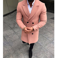 Voguable Men's White Double Breasted Trench Coat 2021 Winter New Slim Fit Overcoat Casual Solid Color Windbreaker Outwear Manteau Homme voguable