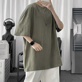 Voguable 100% Cotton Men's T shirts 2022 Summer Solid Color Casual Short Sleeve Tees For Man Basic T-shirt Couple Male Tees Tops voguable