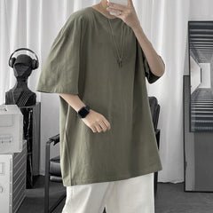 Voguable 100% Cotton Men's T shirts 2022 Summer Solid Color Casual Short Sleeve Tees For Man Basic T-shirt Couple Male Tees Tops voguable