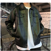 Voguable Men Spring Black Soft Faux Leather Jacket 2022 Mens Hip Hop Jacket Leather Male Oversize Streetwear Pockets Clothes voguable