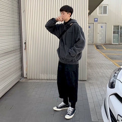 Voguable 2022 Spring Autumn New Men's Solid Color Hoodie Plus Fleece Jacket Oversize Loose Coat Tide Women Men Clothing Couple Hoodies voguable