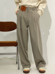 Men's Loose Color Block Pathcowrk High Waist Slim Casual Suit Pants Black Gray Wide Leg Front Folded Trouser Male 9Y5098 voguable