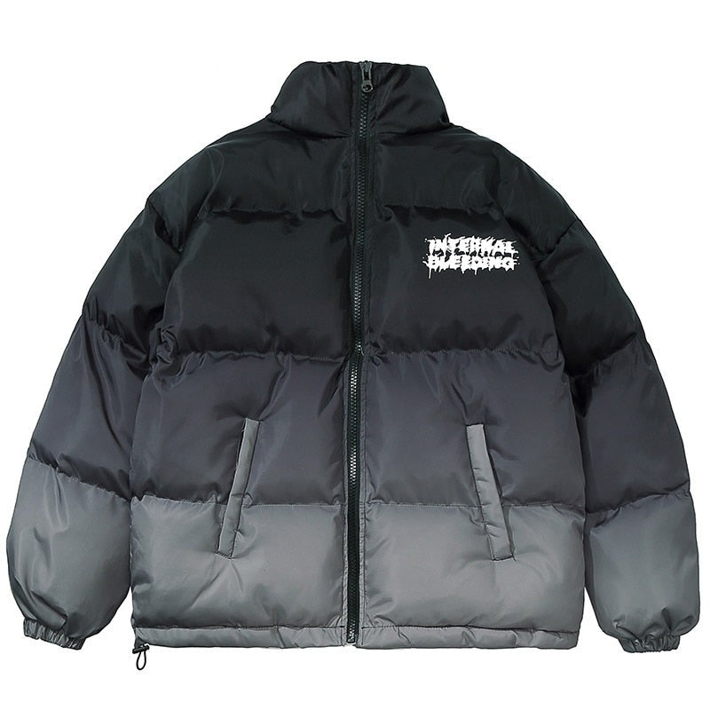 Voguable Graffiti parka men's winter jacket oversized Gothic hip hop thickening gradient down jacket women's coat loose Street clothing voguable