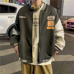 Voguable Jacket Men's Autumn Spring Thickened New Jacket Hong Kong Style Loose Baseball Uniform Korean Student Jacket Streetwear Top voguable