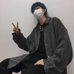 Voguable Men's Woolen Coat Spring Autumn HongKong Style Casual Couple Tooling Jacket Tide Brand All-match Clothes Fashion Clothing Trends voguable