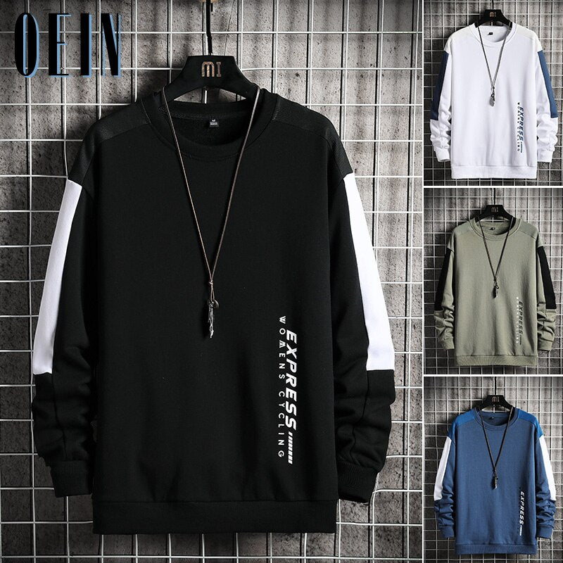 Voguable 2021 Fashion Harajuku Sweatshirts Men Spring Autumn New Hip Hop Hoody Mens Casual O-Neck Patchwork Sweatshirt for Young Men voguable
