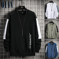 Voguable 2021 Fashion Harajuku Sweatshirts Men Spring Autumn New Hip Hop Hoody Mens Casual O-Neck Patchwork Sweatshirt for Young Men voguable