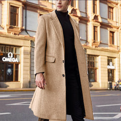 Voguable British Style Long Wool Trench Coat Men 2021 Winter Mens Cashmere Coat Slim Fit Extra Long Overcoat Windbreaker Manteau Homme voguable