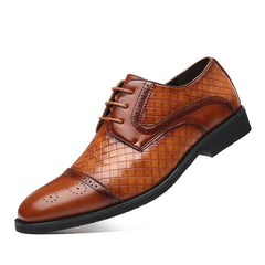 Weaving Formal Shoes For Men Brown Leather Men's Shoes Fashion Stitching Elegant Mans Autumn Footwear Male Wedding Shoes voguable