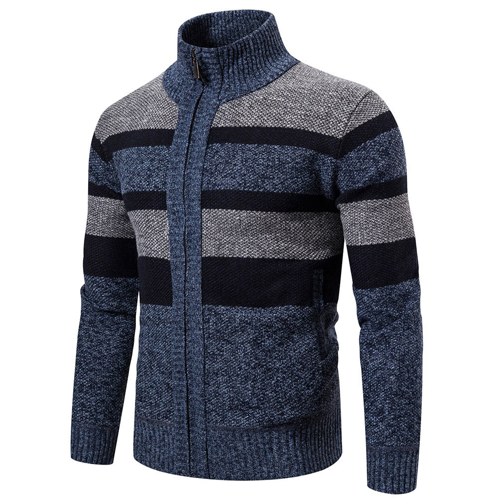New Autumn Winter Cardigan Men Sweaters Jackets Coats Fashion Striped Knitted Cardigan Slim Fit Sweaters Coat Mens Clothing voguable