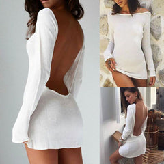 Sexy Solid White beach cover up sarong summer bikini cover-ups pareo beach dress Mesh Backless Mini Dress voguable