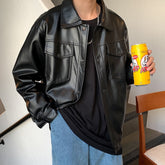 Voguable Men Spring Black Soft Faux Leather Jacket 2022 Mens Hip Hop Jacket Leather Male Oversize Streetwear Pockets Clothes voguable