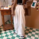 Men's Harajuku Style Casual Pants Retro Loose Wide Leg Pants Solid Color Corduroy Fabric Green Oversized Sweatpants M-2XL voguable