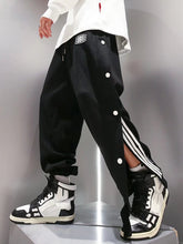 Voguable Japanese Fashion Men Hip Hop Pants Thin Spring Summer Button Both Side Trousers Unique Design Teenager Loose Straight Trousers voguable