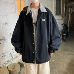 Voguable Korean Fashion Harajuku Denim Jacket Men Oversized Handsome Trend Fried Street Jacket Autumn Loose Wild Coat Streetwear voguable