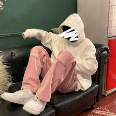 Voguable Men's Work Baggy Homme Casual Pants Classic Style Jeans Pink/blue Black Loose Straight Pants Biker Denim Trousers M-2XL voguable