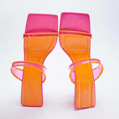 Beige Heeled Sandals Slippers Casual Shoes Woman 2021 Low Black Luxury Flat High Soft Summer PVC Leisure Scandals Basic TPR Buck voguable