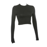 Women Turtleneck Slim Crop Tops Spring Autumn Solid Black White Blue Casual Tops Female Ladies Sexy T Shirt Clothes New voguable