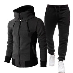 Voguable Autumn Winter Tracksuit Men Suits Casual High Callor Hoodie + Pant Sportswear Male Warm Zipper Sweatshirts /jacket Two Piece Set voguable