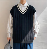 Voguable 2021 Men's Vest Sweater Casual Style Wool Knitted Business Men's Sleeveless Vest Youthful vitality Men's leisure Knit shirt 5XL voguable