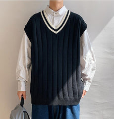 Voguable 2021 Men's Vest Sweater Casual Style Wool Knitted Business Men's Sleeveless Vest Youthful vitality Men's leisure Knit shirt 5XL voguable