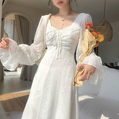 Voguable Vintage Fairy Dress Women Elegant Designer Chiffon Dress Long Sleeve French Party Midi Dress Casual Women's Clothing Autumn 2022 voguable